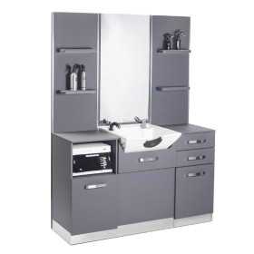 Coiffeuse barbier avec lavabo gris 