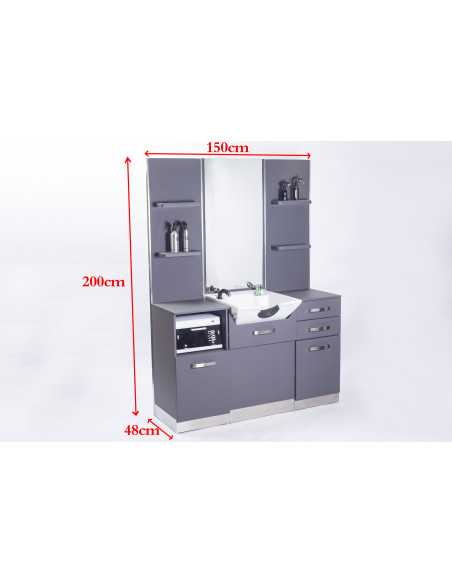 Tocador de barbero con lavabo gris 