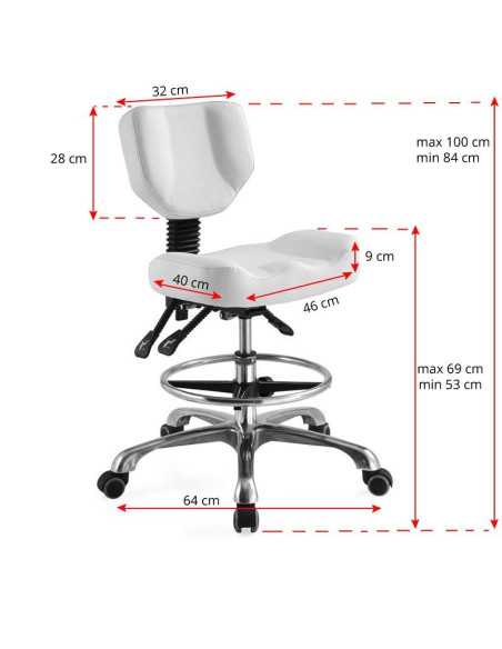 Tabouret à roulettes COSMETIQUE A-4299 BLANC
