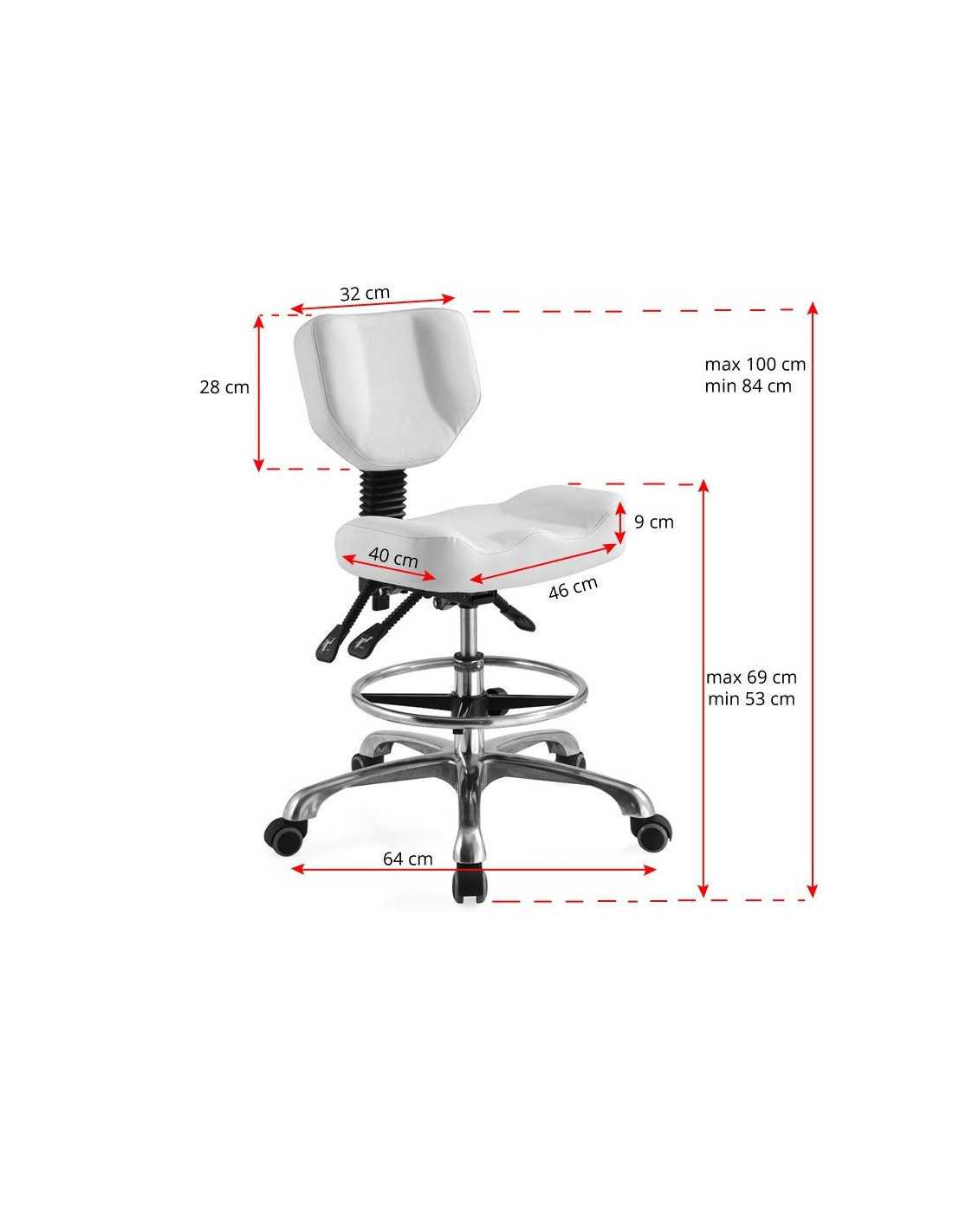 Tabouret à roulettes COSMETIQUE A-4299 BLANC