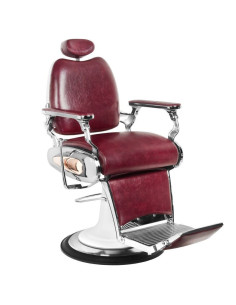 Fauteuil de barbier style moto bordeaux 