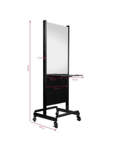 Black double-sided mobile hairdressing console Styling station 