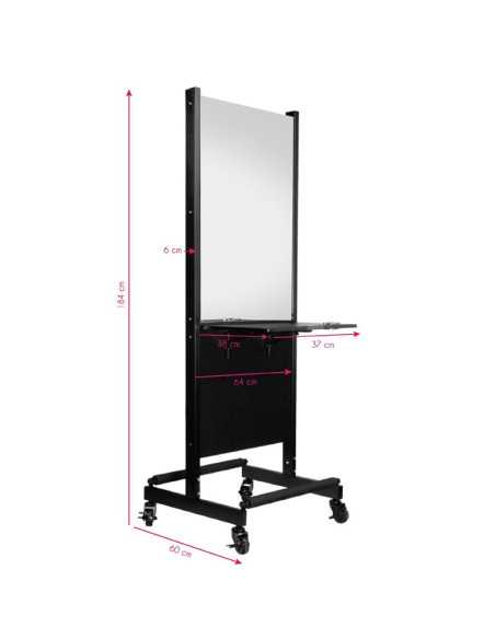 Coiffeuse console coiffure mobile double face noir 