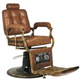 FAUTEUIL DE BARBIER BOSS VIEUX CUIR MARRON CLAIR 