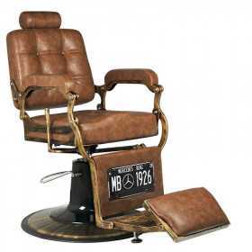 FAUTEUIL DE BARBIER BOSS VIEUX CUIR MARRON CLAIR