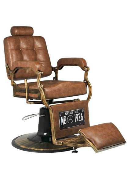 Boss kappersstoel oud lichtbruin leer 