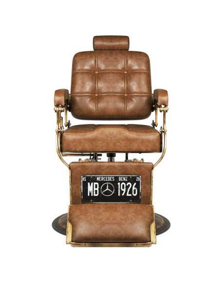 Boss kappersstoel oud lichtbruin leer 