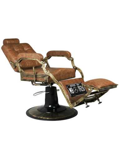 BOSS Cuoio Antico Barberstuhl – Altes helles Leder & Vintage-Eleganz 