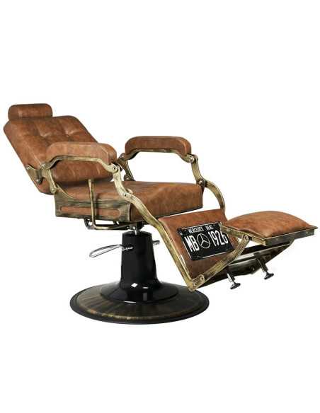 Boss kappersstoel oud lichtbruin leer 