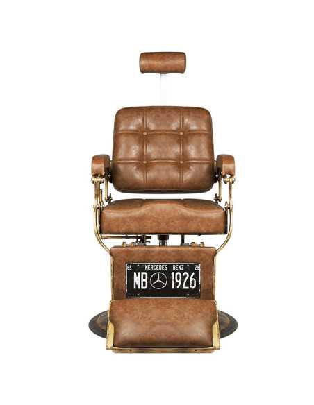 Boss kappersstoel oud lichtbruin leer 