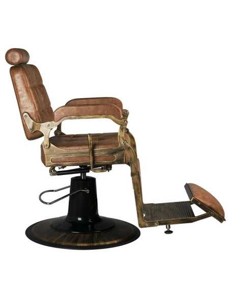 Boss kappersstoel oud lichtbruin leer 