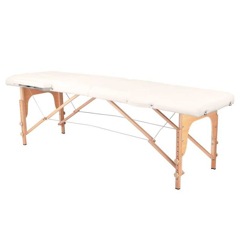 Table de massage pliante bois confort 2 sections crème