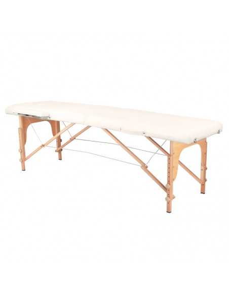 Lettino da massaggio pieghevole in legno Comfort 2 sezioni color crema