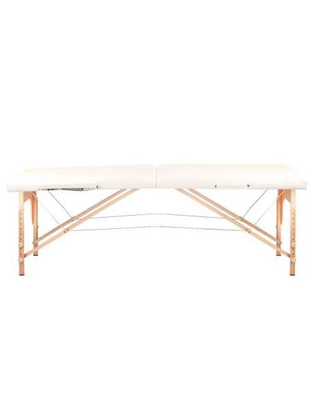 Mesa de Massagem 126964 MESA DE MASSAGEM DOBRÁVEL DE MADEIRA CONFORTO 2 SEÇÕES CREME