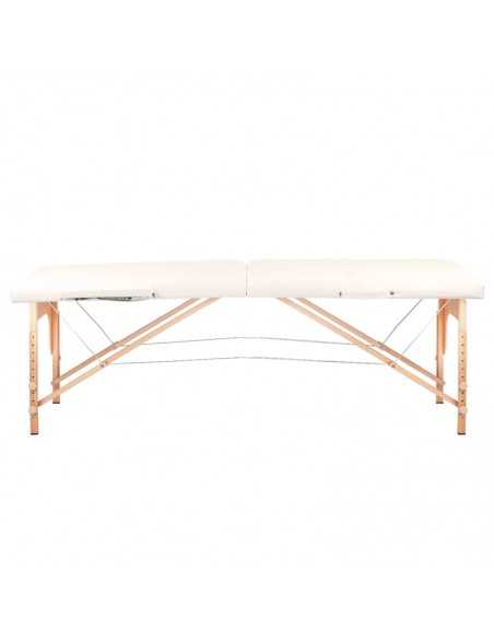 Udobna lesena zložljiva masažna miza 2 kremna dela