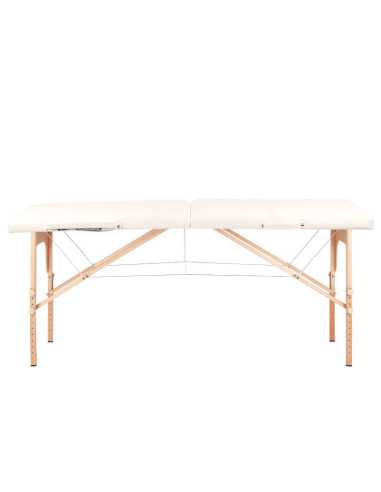 Massageliege 126964 KOMFORT KLAPPBARE MASSAGELIEGE AUS HOLZ 2 TEILIG CREME
