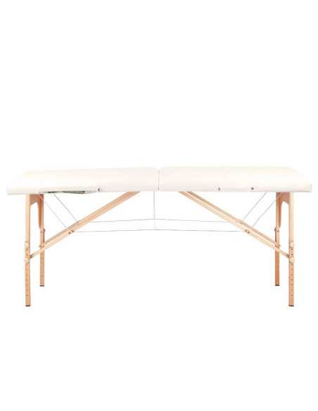 Mesa de Massagem 126964 MESA DE MASSAGEM DOBRÁVEL DE MADEIRA CONFORTO 2 SEÇÕES CREME