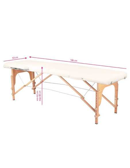 Mesa de Massagem 126964 MESA DE MASSAGEM DOBRÁVEL DE MADEIRA CONFORTO 2 SEÇÕES CREME