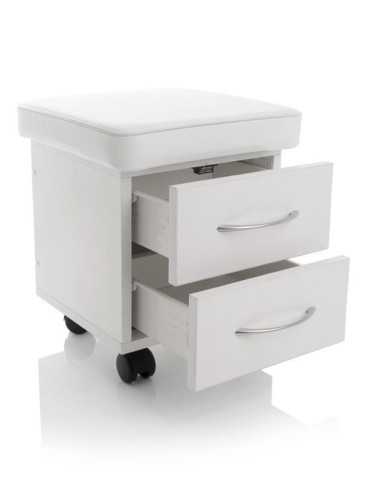 Tabouret de manucure 104916 TABOURET COSMÉTIQUE POUR PÉDICURE DEUX TIROIRS