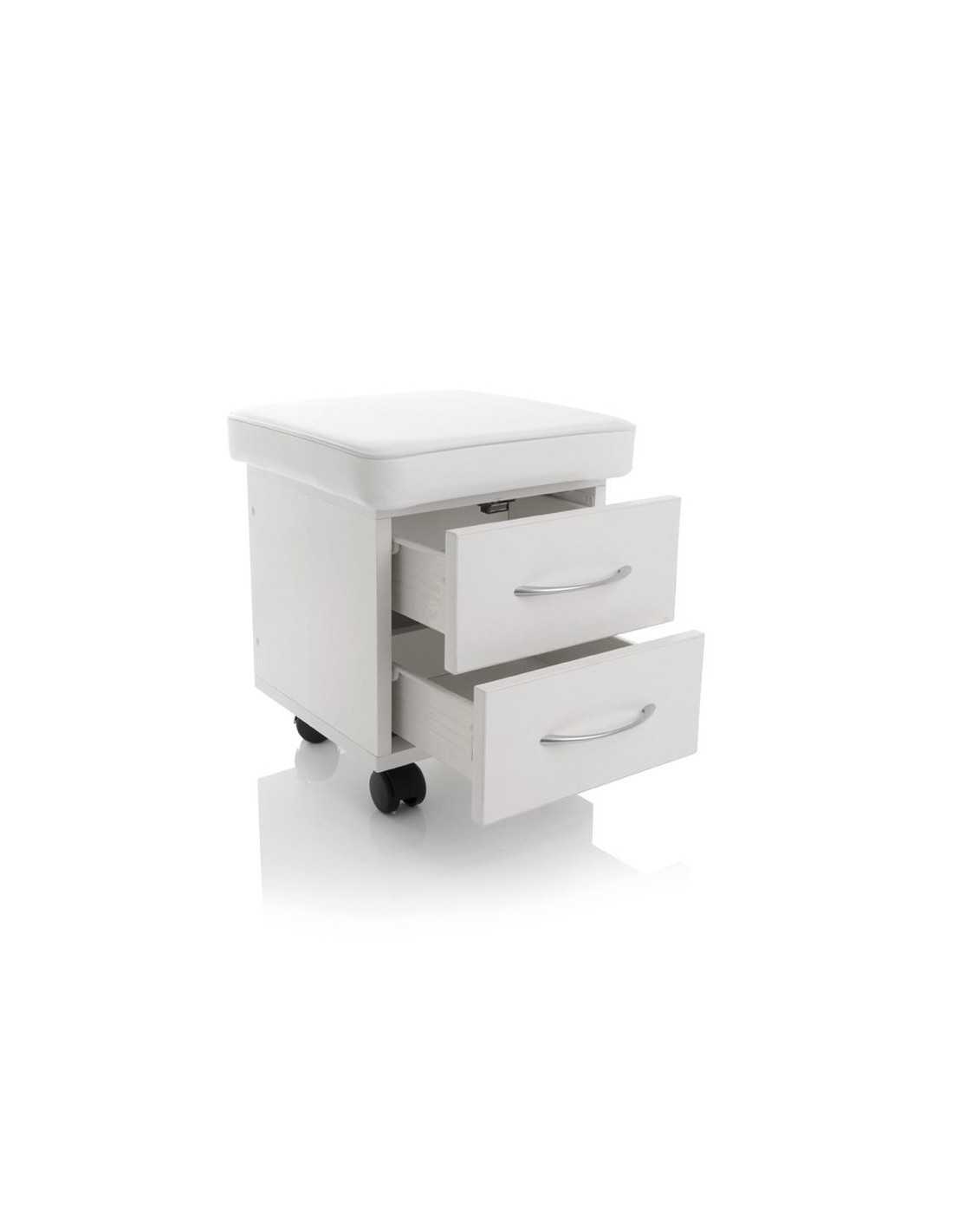 Tabouret de manucure 104916 TABOURET COSMÉTIQUE POUR PÉDICURE DEUX TIROIRS