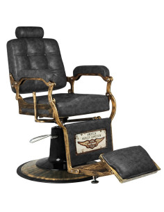 Fauteuil de barbier boss vieux cuir noir 