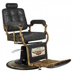 FAUTEUIL DE BARBIER BOSS VIEUX CUIR NOIR