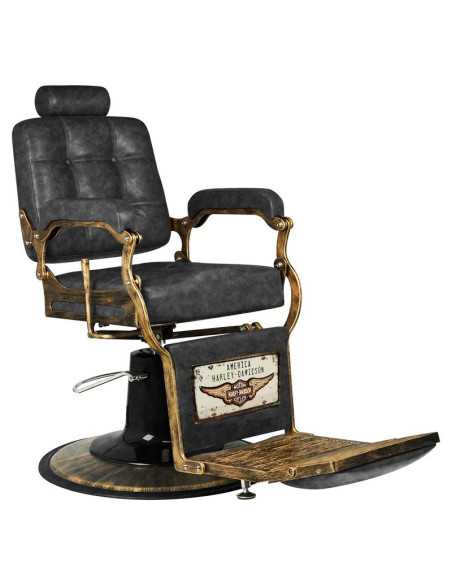 Boss kappersstoel oud zwart leer 