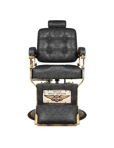 Boss kappersstoel oud zwart leer 