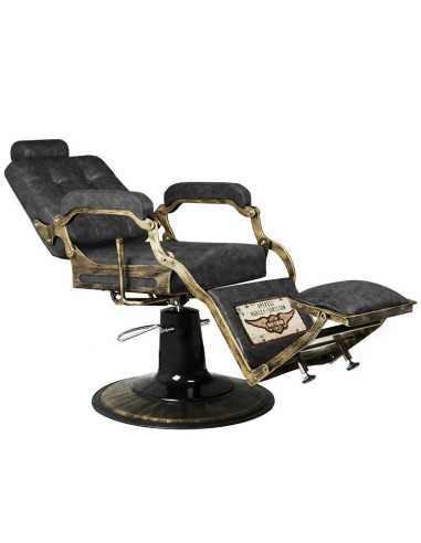 Poltrona da barbiere BOSS Old Black Leather Legend – Vintage & Precision Pro