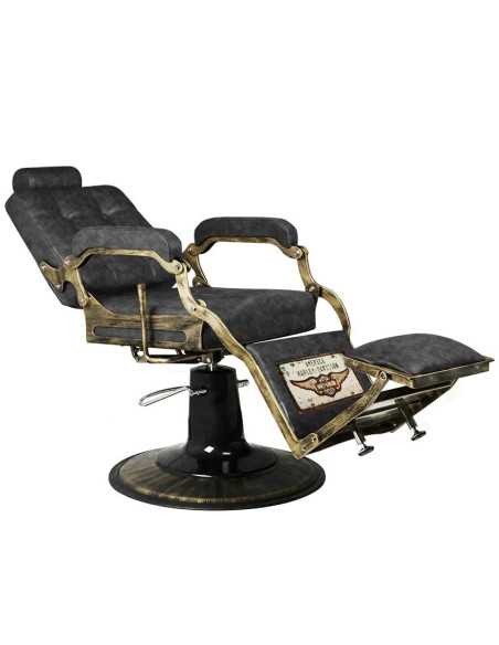 Boss kappersstoel oud zwart leer 