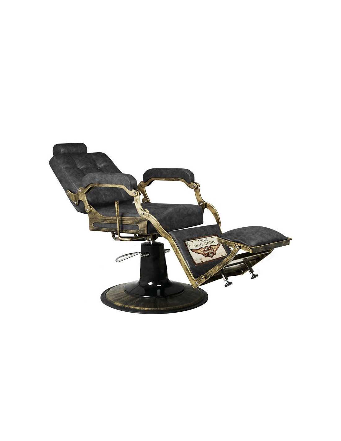 Poltrona da barbiere BOSS Old Black Leather Legend – Vintage & Precision Pro