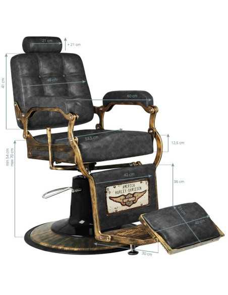 Fauteuil de barbier boss vieux cuir noir 