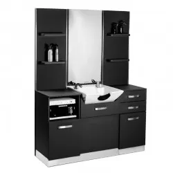 Barber dressing table with black sink 