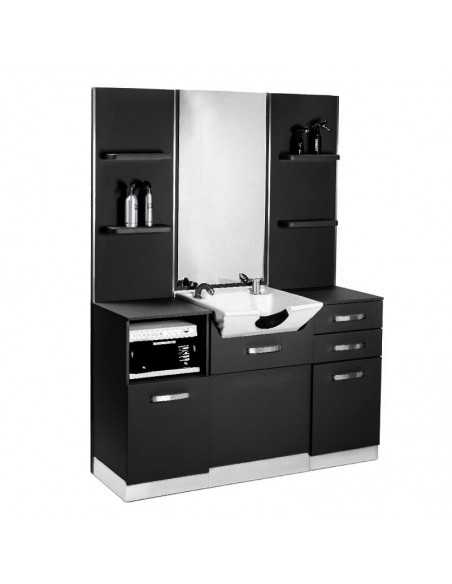 Barber dressing table with black sink 