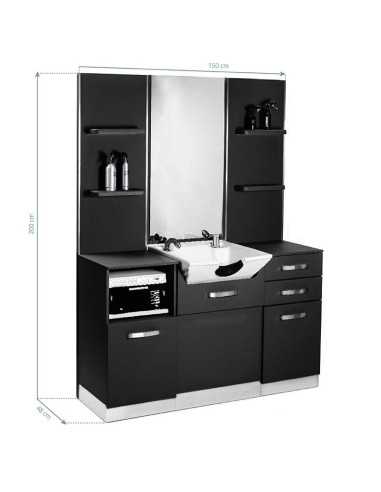 Friseur Frisiertisch mit schwarzem Waschbecken 