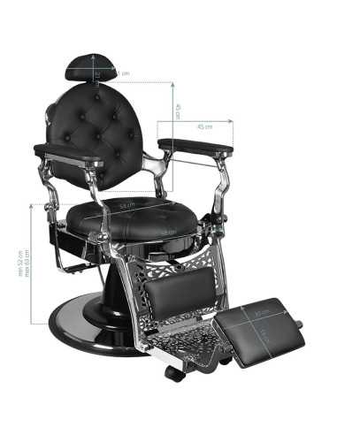 Silla de barbero Giulio plateada y negra