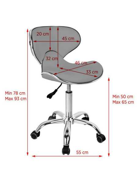 Hocker auf Rollen q-4599 grau