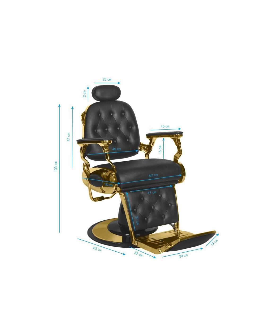 Poltrona da barbiere Francesco Gold & Black – Stile prestigioso e regolazioni professionali