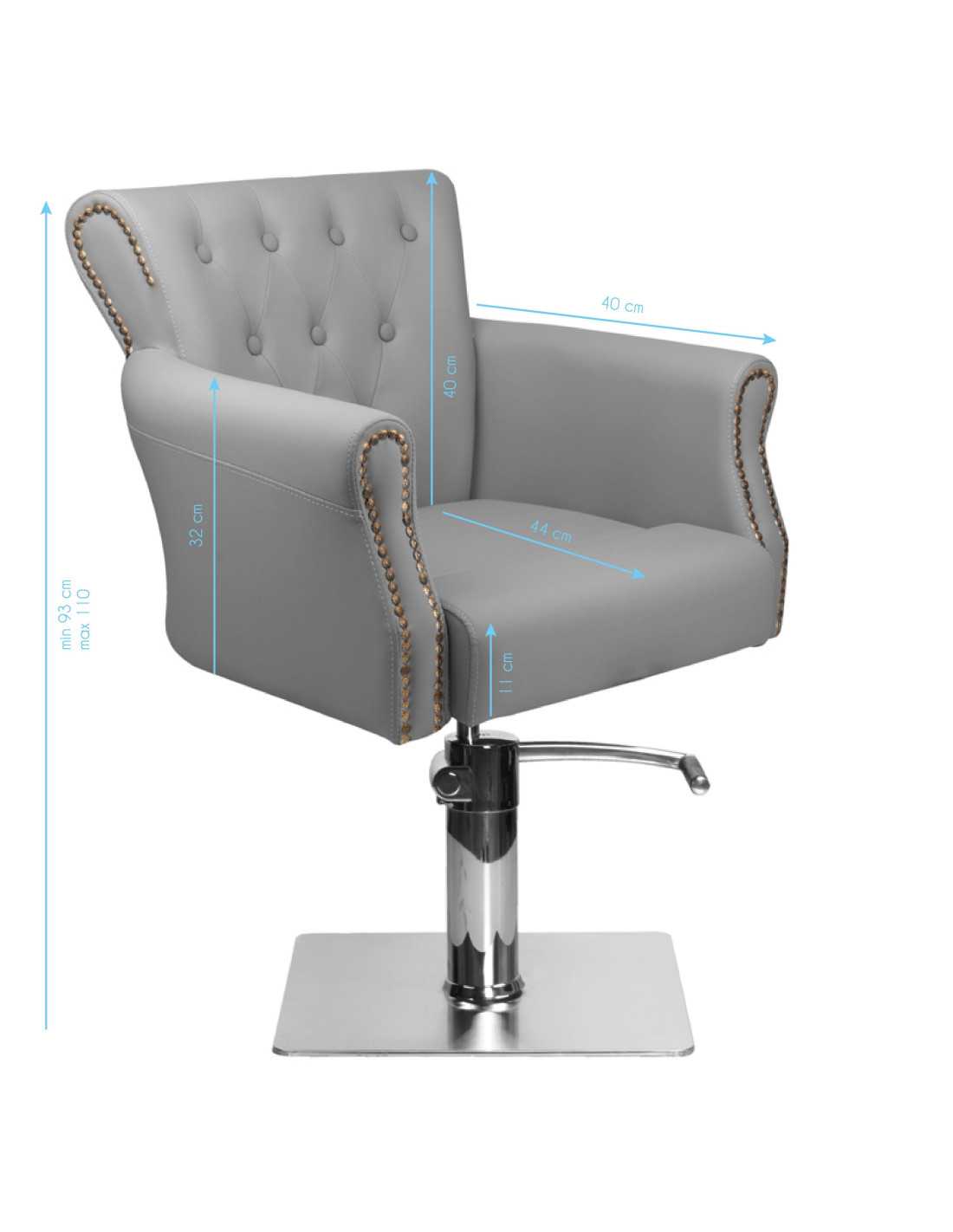 Alberto grey upholstered hairdressing chair {attributes}