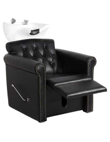Padded berlin shampoo unit with black legrest 