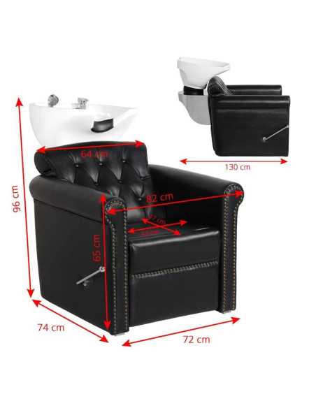 Padded berlin shampoo unit with black legrest 