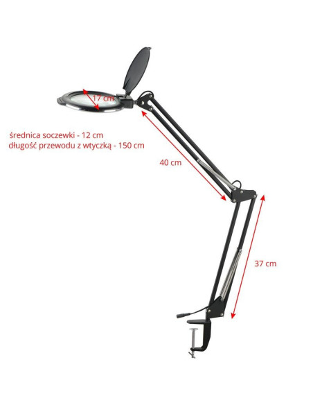 Lupa LED Moonlight 8012/5" branca para uma bancada de trabalho
