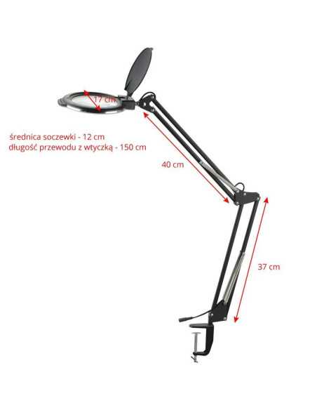 Lupa LED Moonlight 8012/5" lâmpada preta para bancada de trabalho