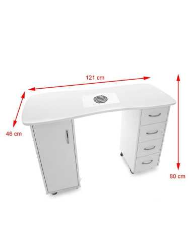 Manicure Tables 115632 DESK 2027 ZP WHITE TWO CABINETS