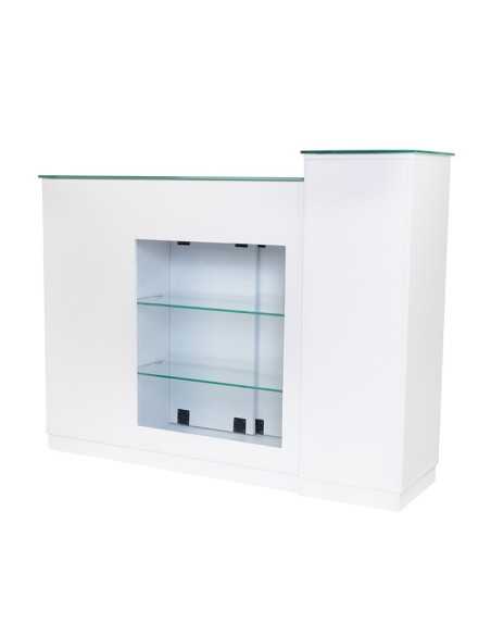 Balcão de recepção de banco Jonak com vitrine