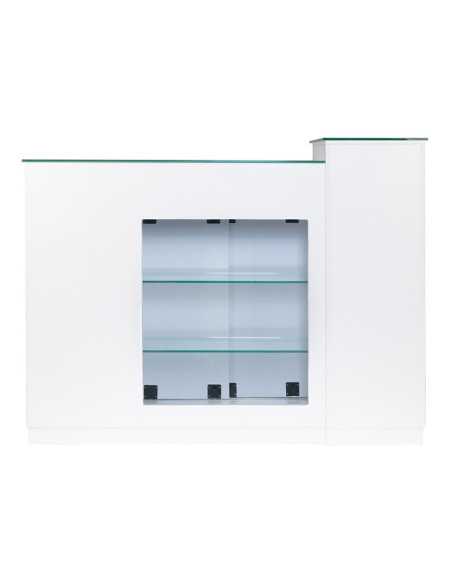 Balcão de recepção de banco Jonak com vitrine