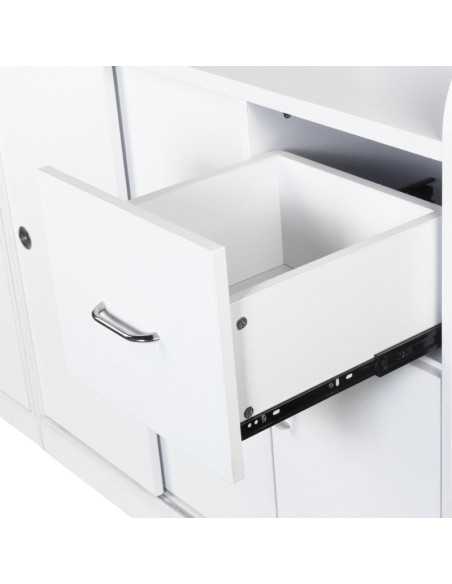 Balcão de recepção de banco Jonak com vitrine