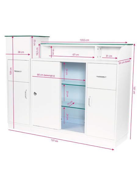 Jonak reception desk office counter with showcase 