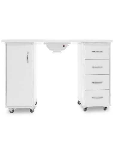 Manicure Tables 106681 Valentina Manicure Table White with Vacuum Cleaner