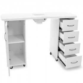 White valentina manicure table with vacuum cleaner